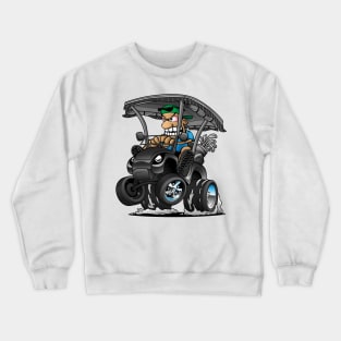 Funny Golf Cart Hotrod Golf Car Popping a Wheelie Cartoon Crewneck Sweatshirt